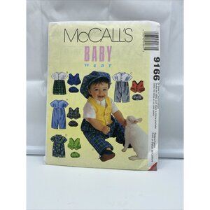 Mccall's Baby Wear 9166 Infants Jumpsuit Rompers Lined Vest Hat Uncut New